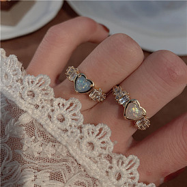 Gentle love open ring female niche design high-end sense full of diamonds exquisite girl ring trend