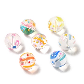 Прозрачные стеклянные бусины, бусины ручной работы, с эмалью, круглые