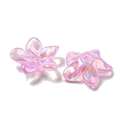 AB Color Plated Acrylic Beads, with Glitter Powder, Flower