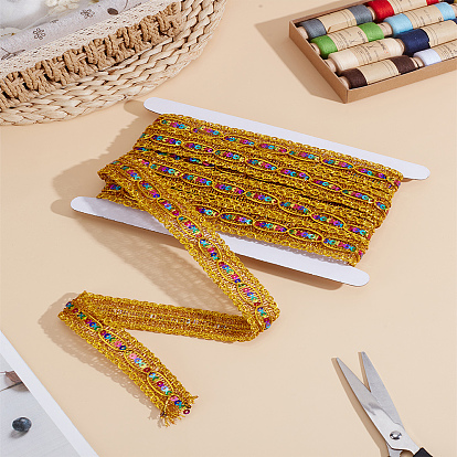 5 yardas de cinta de encaje trenzado de poliéster, Cinta con estampado de ondas y lentejuelas de colores, Ropa y Accesorios