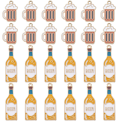 40 шт 2 стили подвески из сплава эмали, пиво и пивной бокал