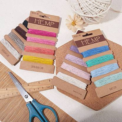 4 Cards 4 Style Jute Cord, Jute String, Jute Twine, for Arts Crafts DIY Decoration Gift Wrapping