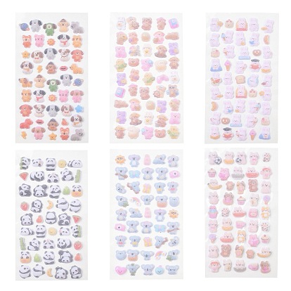 3 Объемные наклейки из смолы с изображениями, флокированные мультяшные наклейки