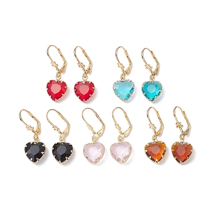 Стеклянная серьга с защелкой, с латунной найти, сердце