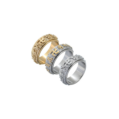 Anillo de dedo giratorio de acero inoxidable mantra, Anillo giratorio para calmar la preocupación y la meditación.