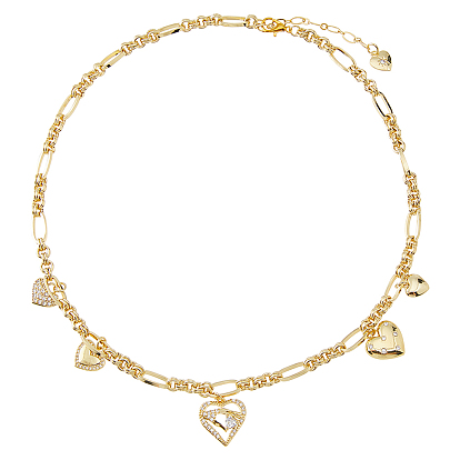 Женские латунные подвески в форме сердца с прозрачным кубическим цирконием