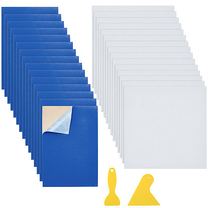 15Sheets Rectangle Flocking Cloth Self-adhesive Fabric, for Jewelry Drawer Craft Fabric and Craft Making, with 15Pcs Craft Papers and 2Pcs Plastic Scraper