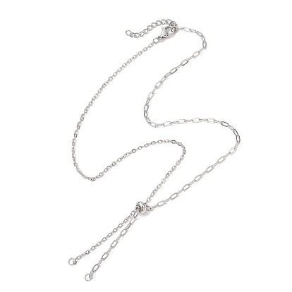 304 изготовление слайдера для ожерелий с цепочкой-скрепкой из нержавеющей стали, не тускнеет