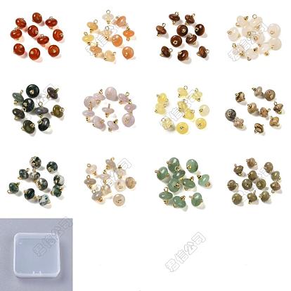 48piezas 12 estilos dijes de rondelle de piedras preciosas mixtas con aros de latón chapados en rejilla, real 18 k chapado en oro, larga duración plateado, mezclado teñido y sin teñir