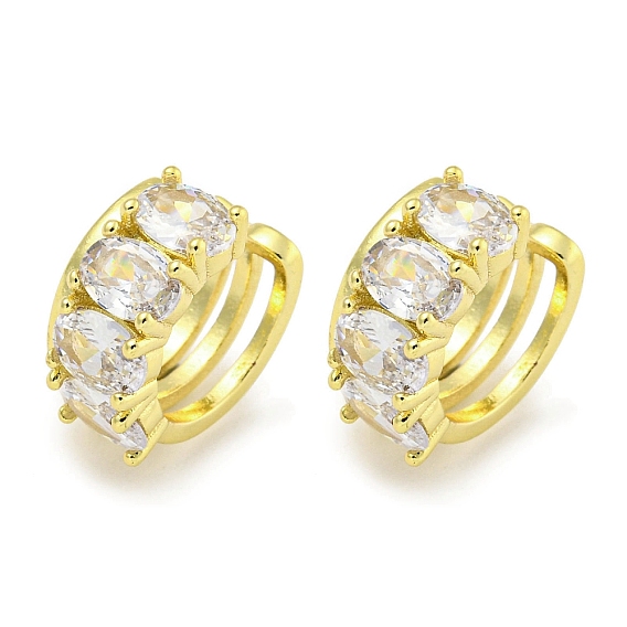 Серьги-каффы из латуни с микропаве и кубическим цирконием