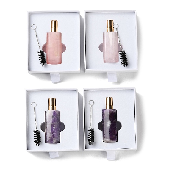 Флакон для духов из натурального драгоценного камня, с пластиковыми выводами с покрытием и колпачком из алюминиевого сплава, многоразовая бутылка, для косметики, эмульсия эфирного масла