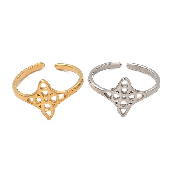 304 манжета из нержавеющей стали., открытое кольцо с полым цветком для женщин