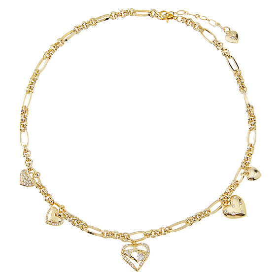 Женские латунные подвески в форме сердца с прозрачным кубическим цирконием