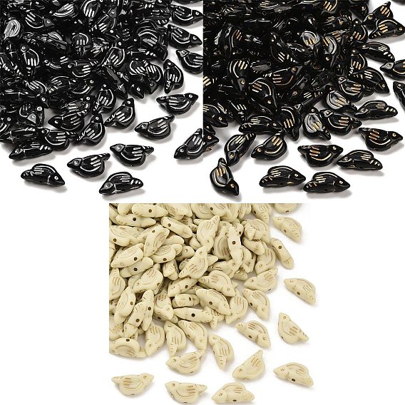 Непрозрачные акриловые бусины, металла обвитые, птица