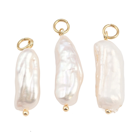 Барочные подвески из натурального жемчуга кеши, подвески-слезинки с латунными соединительными кольцами, цветочный белый