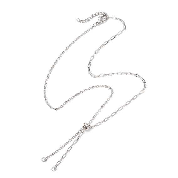 304 изготовление слайдера для ожерелий с цепочкой-скрепкой из нержавеющей стали, не тускнеет