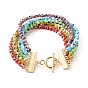 Handmade Lampwork Evil Eye Multi-stand Bangles, with 304 Stainless Steel Clasps and Alloy Findings
