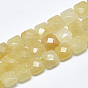 Natural Topaz Jade Beads Strands, Faceted, Square
