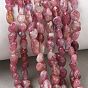 Perlas naturales de color rosa de turmalina hebras, pepitas
