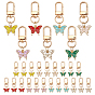 28Pcs 7 Colors Butterfly Alloy Enamel Pendant Decorations, with Alloy Swivel Clasps