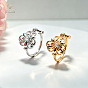 Messing Micro Pave klare Zirkonia Manschette offene Ringe, Blume