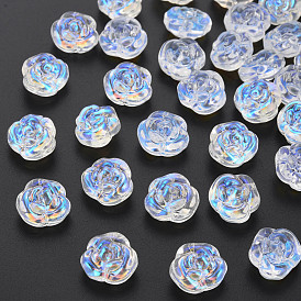 Des billes de verre transparentes, de couleur plaquée ab , rose