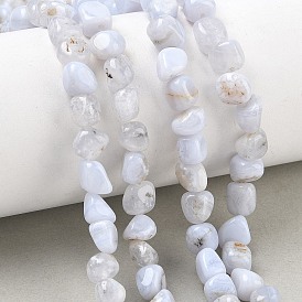 Perlas naturales ágata de encaje azul hebras, pepitas, piedra caída