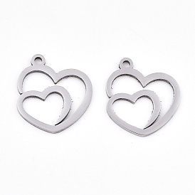 Pendentifs en acier inoxydable, Coupe au laser, creux, coeur avec le coeur