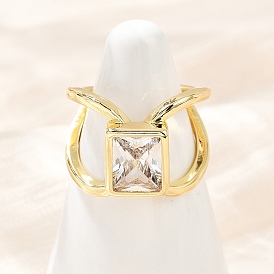 Женские латунные манжеты с фианитом и паве, прямоугольные, стойки покрытие, долговечный, без свинца и без кадмия