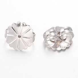 Écrou d'oreille en argent sterling plaqué platine, 9.5x10x4.5mm, trou: 1 mm, environ 263 pcs / 100 g