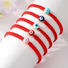 Adjustable Evil Eye Mini Circle Geometric Red String Bracelet Handmade Woven Bracelet