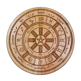 Wood Pendulum Board, Dowsing Divination Board, for Witchcraft Wiccan Altar Supplies, Flat Round