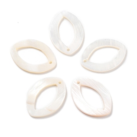 Natural Freshwater Shell Pendants, Flat Oval Charm