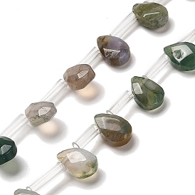 Natural Indian Agate Beads Strands, Faceted, Teardrop, Top Drilled