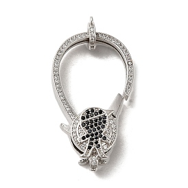 Rack Plating Brass Micro Pave Cubic Zirconia Lobster Claw Clasps, Long-Lasting Plated, Lead Free & Cadmium Free, Human