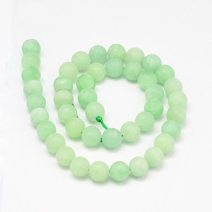Synthetic Myanmar Jade(Glass) Bead Strands, Frosted