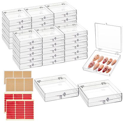 30шт. пластиковая коробка для хранения накладных ногтей, с 4 листами двусторонний клей клейкая лента для накладных кончиков ногтей