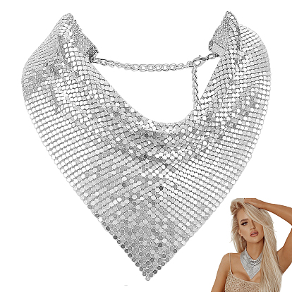 2 Stück funkelnde, dreieckige Statement-Halsketten aus Aluminium-Mesh für Damen