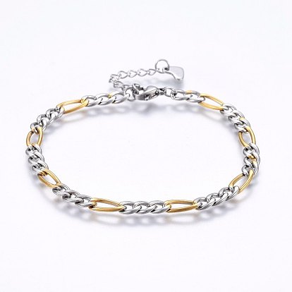 304 из нержавеющей стали Figaro цепи браслеты, с карабин-лобстерами 