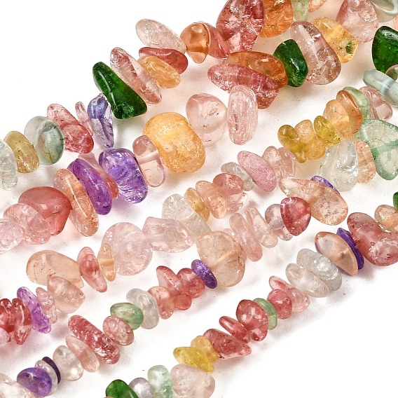 Synthetical Quartz Chip Bead Strands, Dyed, 5~8x5~8mm, Hole: 1mm, about 31.5 inch