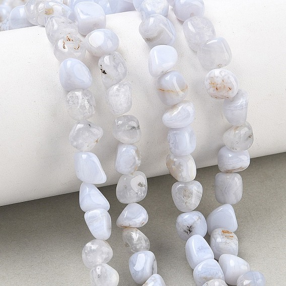 Natural Blue Lace Agate Beads Strands, Nuggets, Tumbled Stone