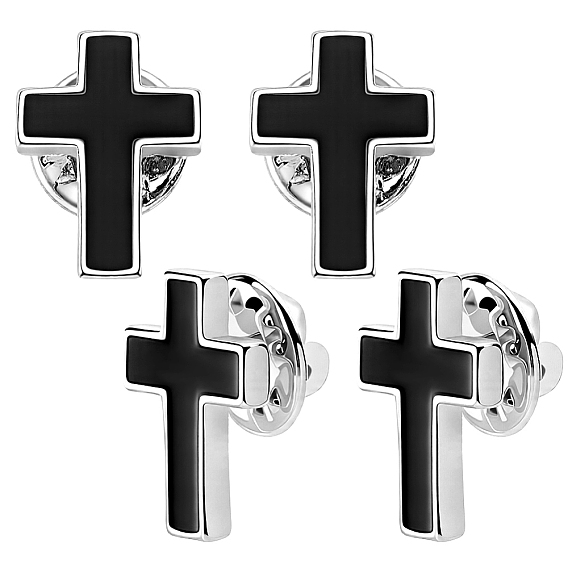 4Pcs Cross Brass Enamel Lapel Pin Backs for Backpack Clothes