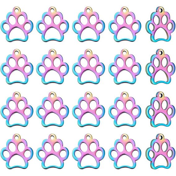 201 подвески для животных из нержавеющей стали, собака отпечатки лап