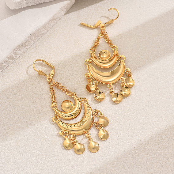 Винтажные этнические геометрические полукруглые латунные серьги с кисточками на застежке-молнии