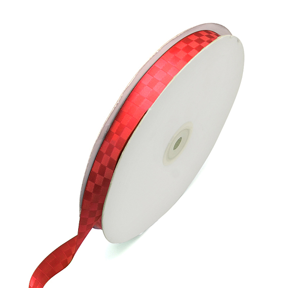 Lattice Single Face Satin Ribbon, Polyester Ribbon, 3/8 inch(9~10mm), about 100yards/roll(91.44m/roll)