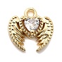 Латунные микро проложить кубического циркония прелести, крылья с сердцем, долговечный, стойки покрытие, без свинца и без кадмия