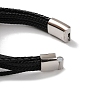 Мужские плетеные многониточные браслеты из черного шнура из искусственной кожи, круглые 304 браслеты со звеньями из нержавеющей стали и магнитными застежками