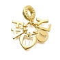 Brass Clear Cubic Zirconia Word FAMILY Heart European Dangle Charms, Large Hole Pendants, Long-Lasting Plated, Cadmium Free & Lead Free, Rack Plating