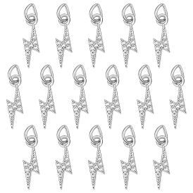 16подвески из латуни с микропаве из кубического циркония, подвески молнии, без кадмия, без никеля и без свинца, с целью перехода в кольце