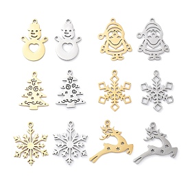 Рождественская тема антикоррозийные 304 подвески из нержавеющей стали, лазерная резка, подвеска в виде оленя/Санта-Клауса/снежинки/рождественской елки